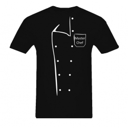 Koszulka T-shirt czarna z nadrukiem bluzy kucharskiej na prezent MASTERCHEF